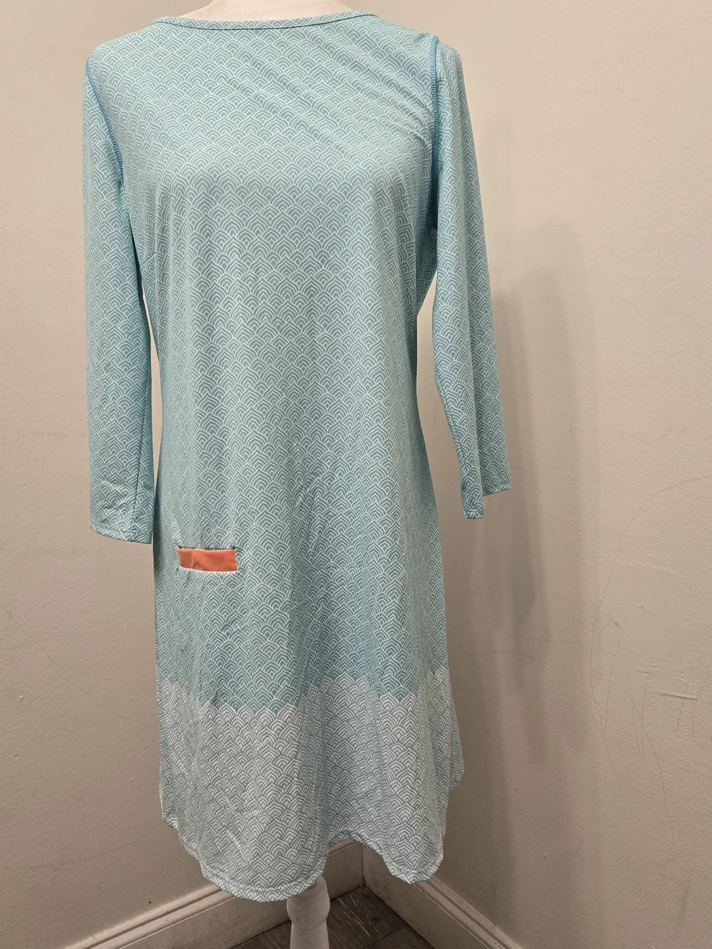 Cabana Life Aqua and Navy Geometric Dress - Picture 2 of 8